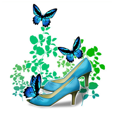 青い蝶と靴